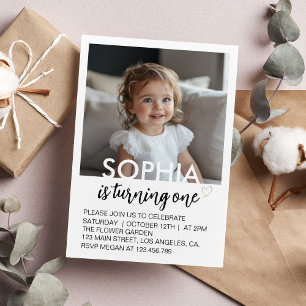 Minimal Modern Kids Birthday Photo Invitation