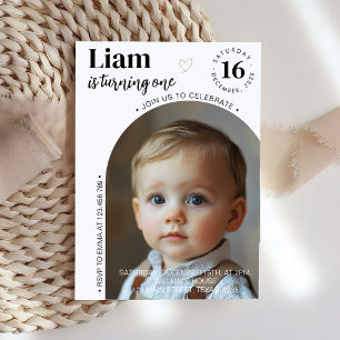 Minimal Modern Kids Birthday Photo Invitation