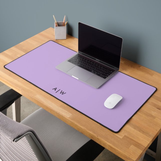 Minimal Modern Lavender Monogram Initials Office Desk Mat (Office 2)