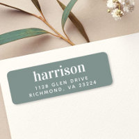 Minimal Modern Lettering Sage Green Return Address