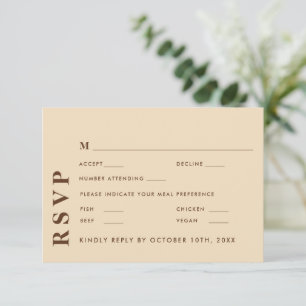 Minimal Modern Light Beige Wedding Elegant RSVP Card