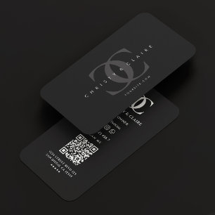 Minimal Modern Logo C Black Grey Monogram Business Card