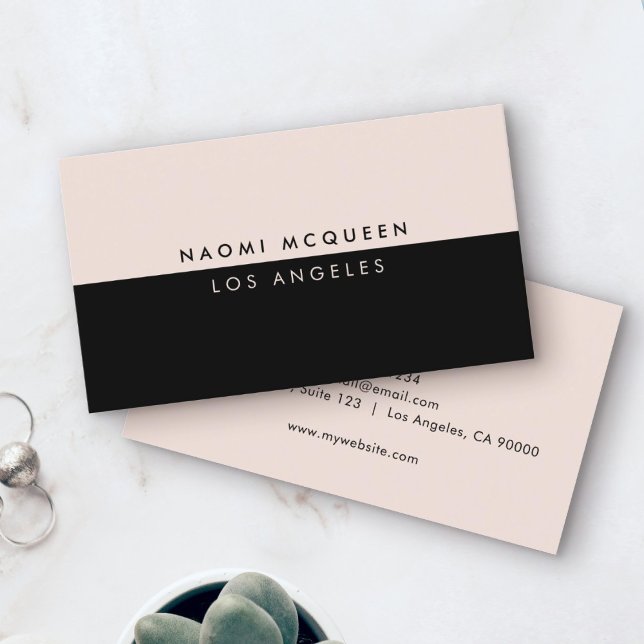 Minimal Modern Luxury Blush Pink Black Business Card (Creator Uploaded)