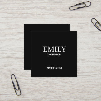 Minimal Modern Makeup Artist Black White Square Business Card