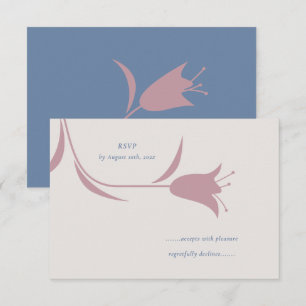 Minimal Modern Mauve & Dusty Blue Floral RSVP Card