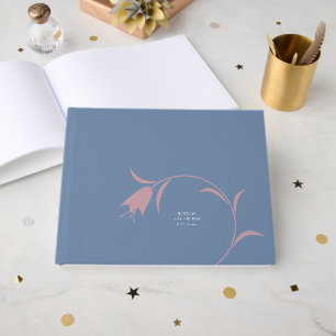 Minimal Modern Mauve & Dusty Blue Floral Wedding Guest Book