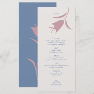 Minimal Modern Mauve & Dusty Blue Floral Wedding Menu