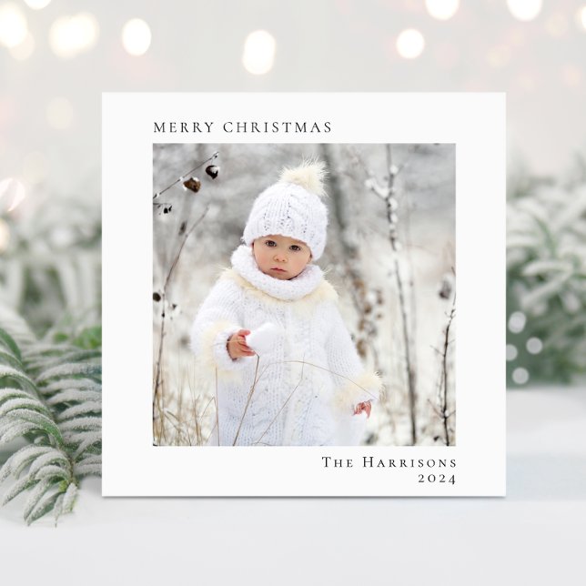 Minimal Modern Merry Christmas Photo Holiday Card (Share the love and warmth of the season with your personalized photo Christmas card)