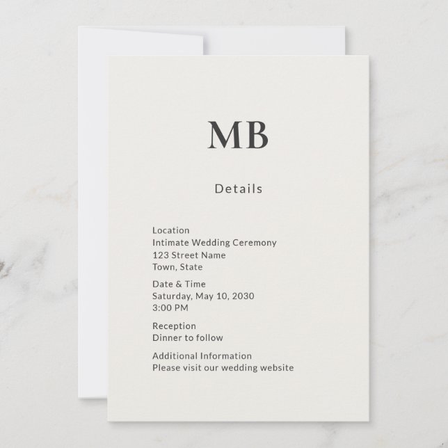 Minimal Modern Micro Wedding Details Card (Front)