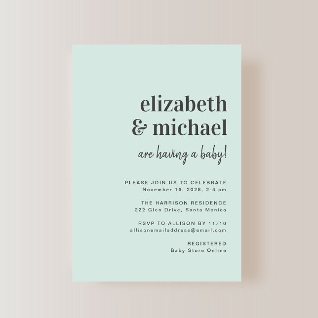 Minimal Modern Mint Couples Baby Shower Invitation (Creator Uploaded)