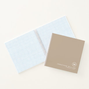 Minimal Modern Monogram Beige Graph Notebook