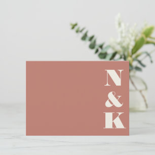 Minimal Modern Monogram Earthy Terracotta Wedding Card