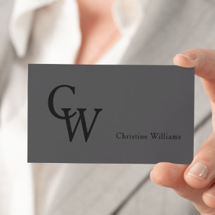Minimal Modern Monogram Grey Professional Business Card