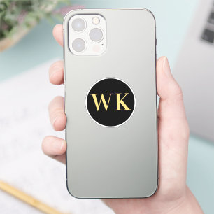 Minimal Modern Monogram Initials Black Gold