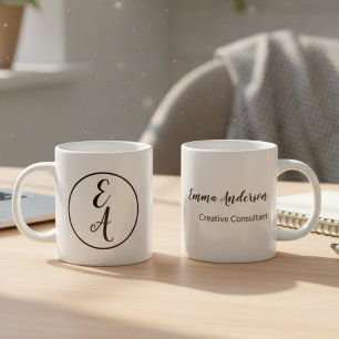 Minimal Modern Monogram Large Coffee Mug