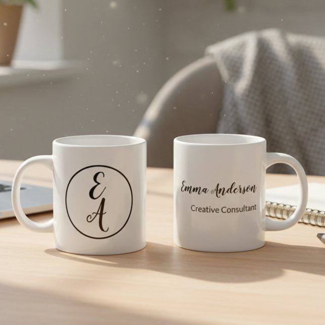 Minimal Modern Monogram Large Coffee Mug (Creator Uploaded)