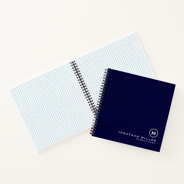 Minimal Modern Monogram Navy Graph Notebook (Inside)
