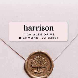 Minimal Modern Monogram Pink Return Address
