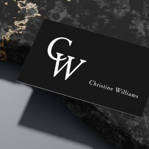 Minimal Modern Monogram Professional Black White Business Card