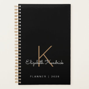 Minimal Modern Monogrammed Black Planner