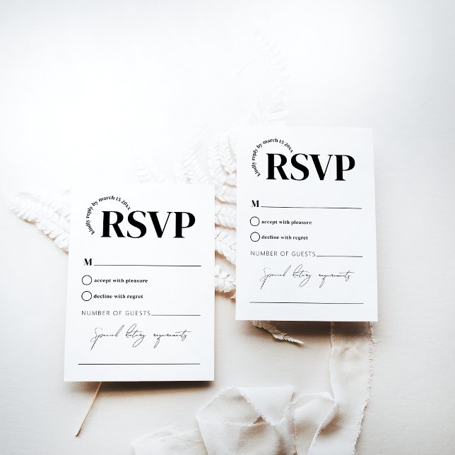 Minimal Modern Monohrom Simple Wedding RSVP Card (Creator Uploaded)