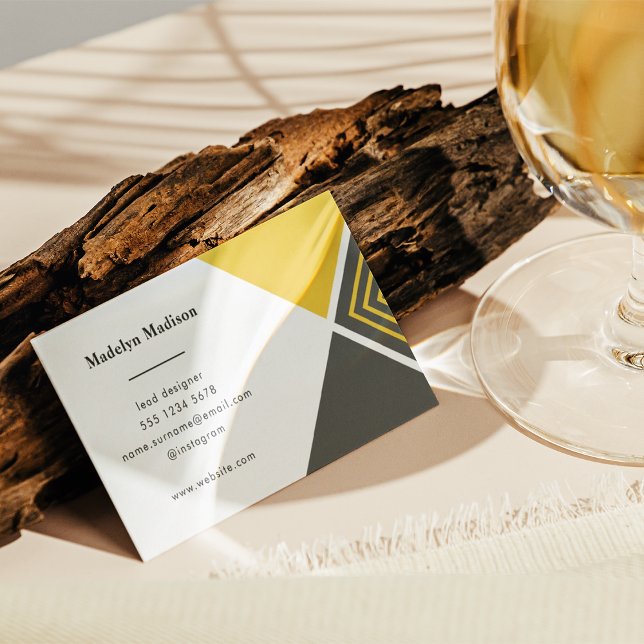 Minimal Modern Mustard Yellow Diagonal Business Card (Creator Uploaded)