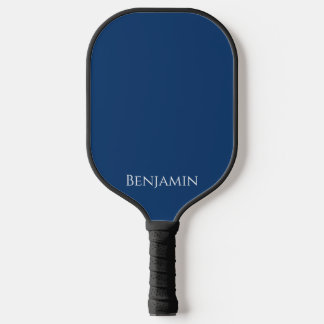 Minimal Modern Name in Navy Blue and White  Pickleball Paddle