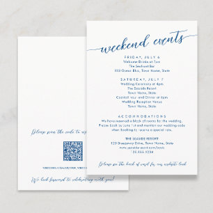 Minimal Modern Navy Blue Hotel and Weekend Events Enclosure Card