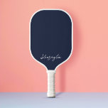Minimal Modern Navy Stylish Script Custom Name Pickleball Paddle<br><div class="desc">Standout on the pickleball court with our stylish and modern personalised script name pickleball paddle. Background and font can be changed in Zazzle design tool. Design by Moodthology Papery</div>