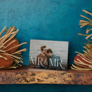 Minimal & Modern Newlyweds Mr & Mr Couple Photo Plaque