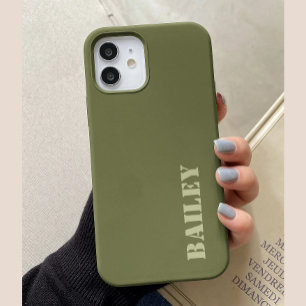 Minimal & Modern Olive Green Customisable iPhone 15 Case