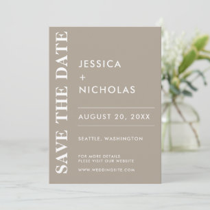 Minimal Modern Olive Grey Elegant Wedding Save The Date