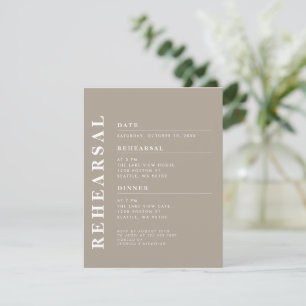 Minimal Modern Olive Grey Rehearsal Dinner Elegant Invitation