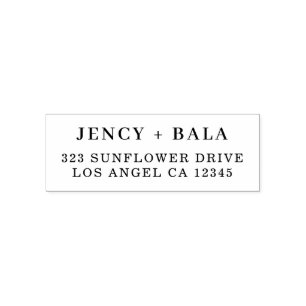 Minimal Modern Personalised Couple Return Self-inking Stamp