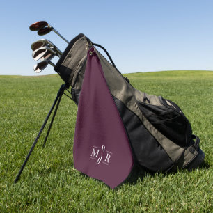 Minimal Modern Personalised Custom Monogram Maroon Golf Towel