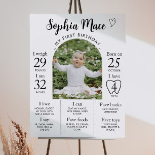 Minimal Modern Photo 1st Birthday Milestone Sign