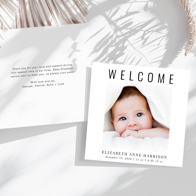 Minimal Modern Photo Birth Announcement (Creator Uploaded)