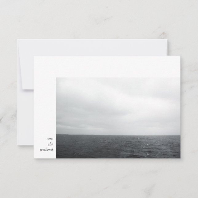 Minimal Modern Photo Black White Wedding Weekend Save The Date (Front)