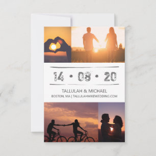 Minimal Modern Photo Collage Typography Wedding Save The Date