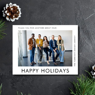 Minimal Modern Photo Corporate Christmas Holiday Postcard