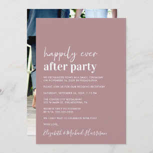 Minimal Modern Photo Dusty Rose Wedding Reception Announcement
