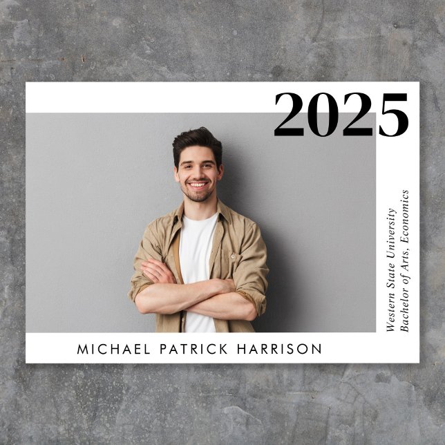 Minimal Modern Photo Graduation Announcement (Share the pride and excitement of your grad's achievement with friends and family near and far)