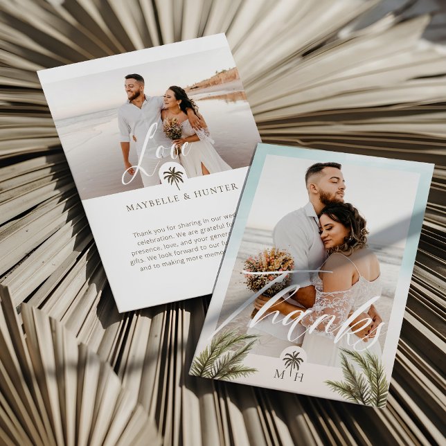 Minimal Modern Photo Palm Tree Monogram Thank You (Minimal Modern Photo Palm Tree Monogram Thank You)