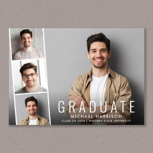 Minimal Modern Photo Strip Graduation Announcement