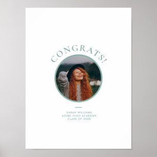 Minimal Modern Photo Teal Graduation Autograph Poster