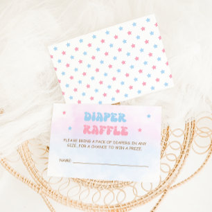 Minimal Modern Pink & Blue Diaper Raffle Enclosure Card