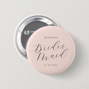 Minimal modern pink custom bridesmaid 6 cm round badge
