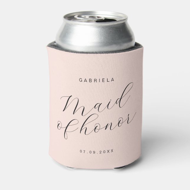 Minimal modern pink custom maid of honour can cooler (Can Back)
