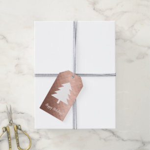 Minimal modern pink gold geometric xmas tree gift tags