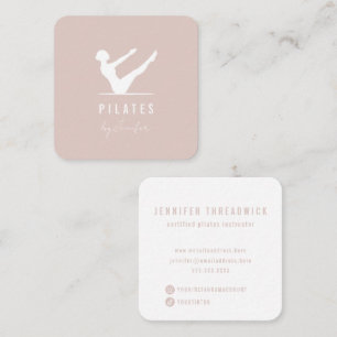Minimal Modern Powder Pink Female Logo Pilates Square Business Card